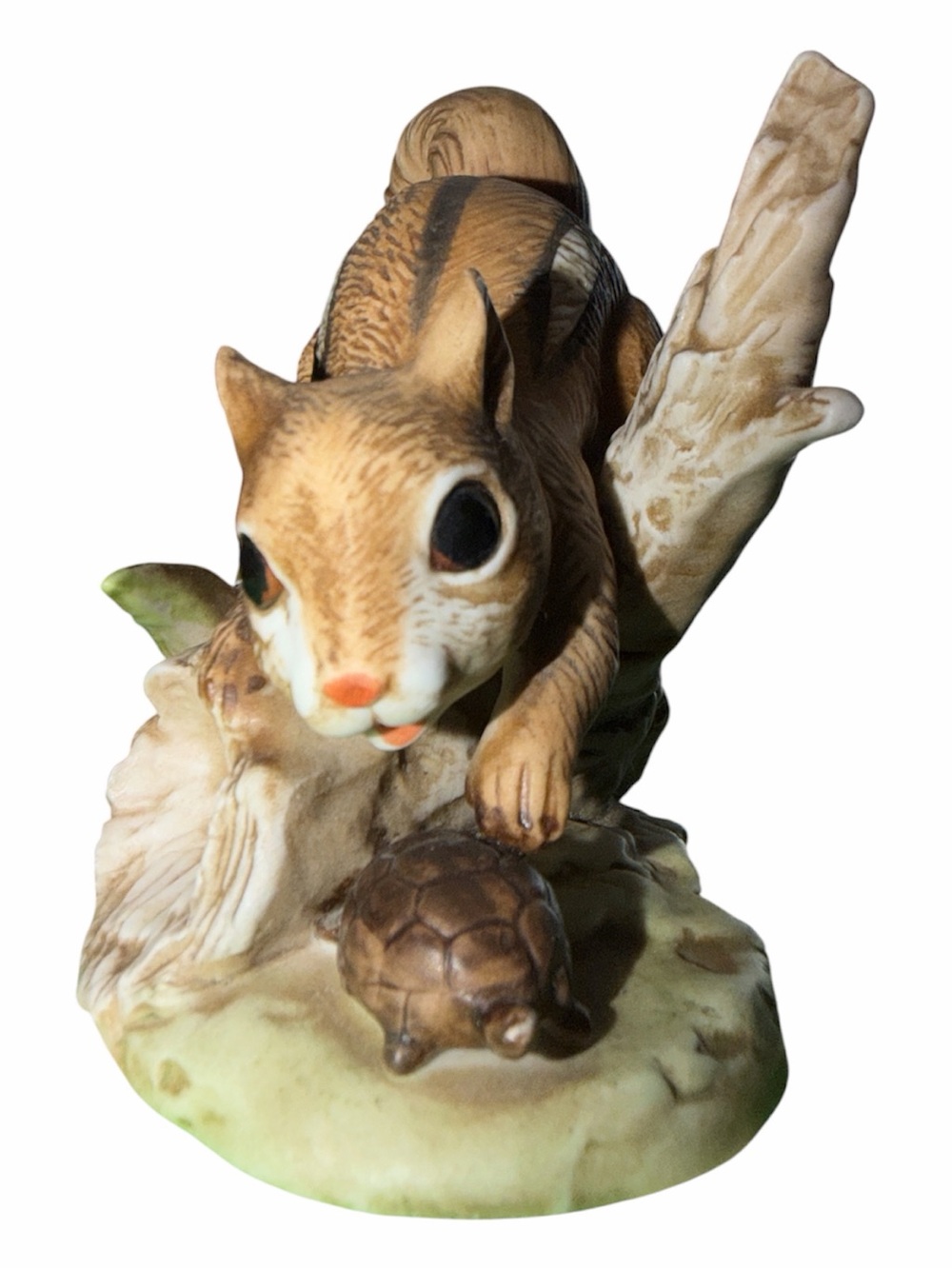 HOMCO Porcelain Chipmunk & Turtle Figurine #8882 Woodland Decor Vintage